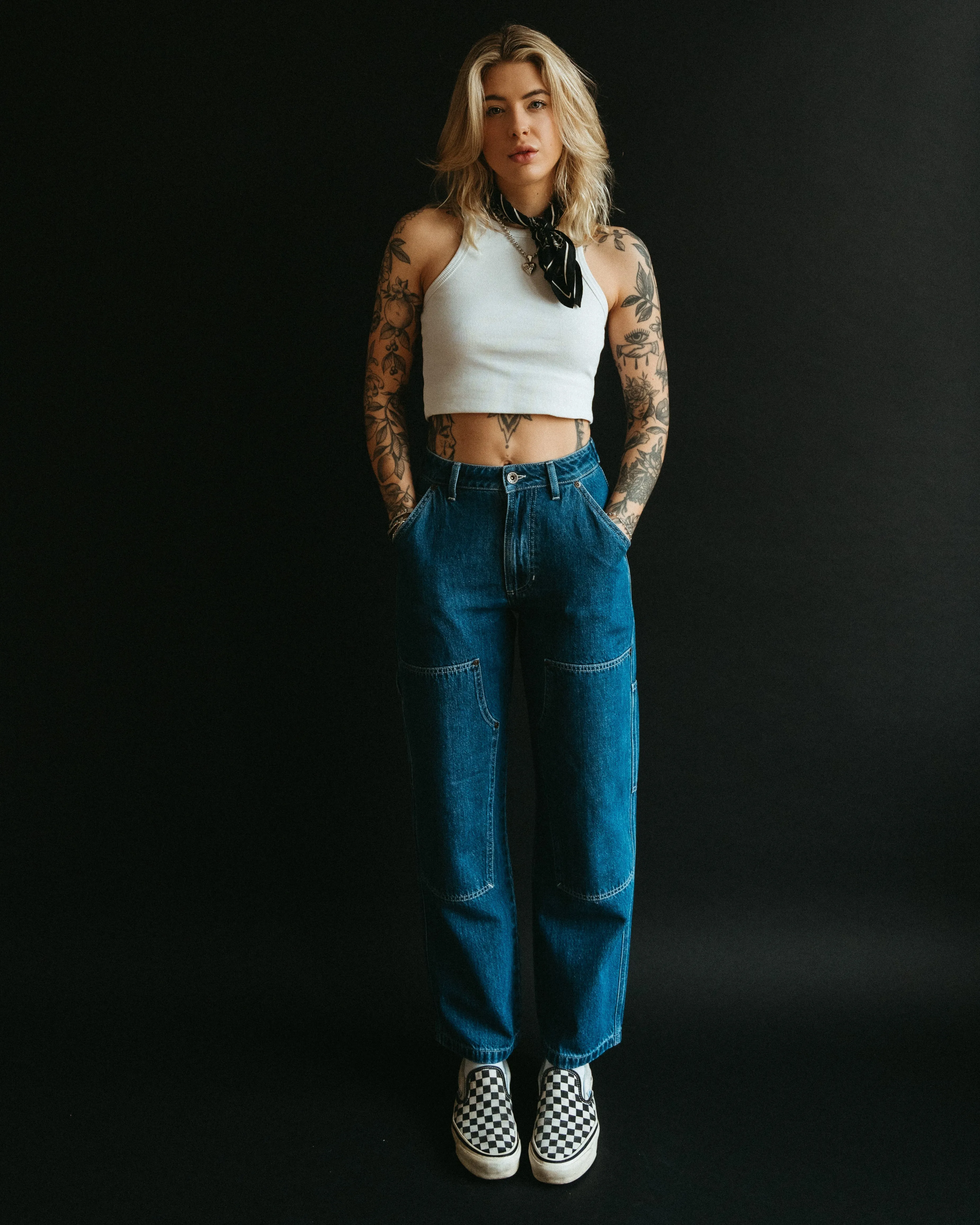 Albion Carpenter Pant - Washed Denim,Women Tops