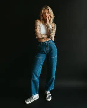Albion Carpenter Pant - Washed Denim,Women Tops