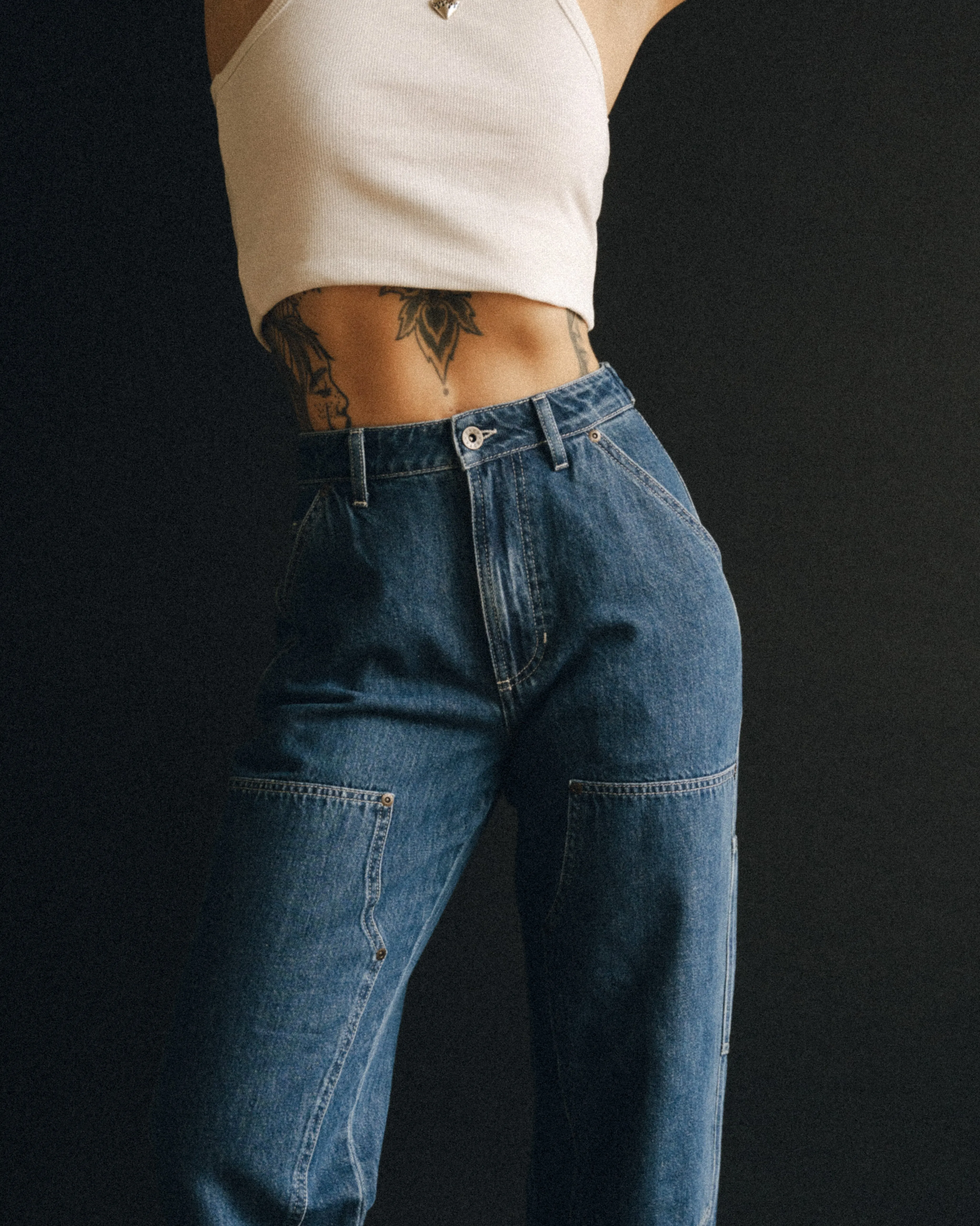 Albion Carpenter Pant - Washed Denim,Women Tops