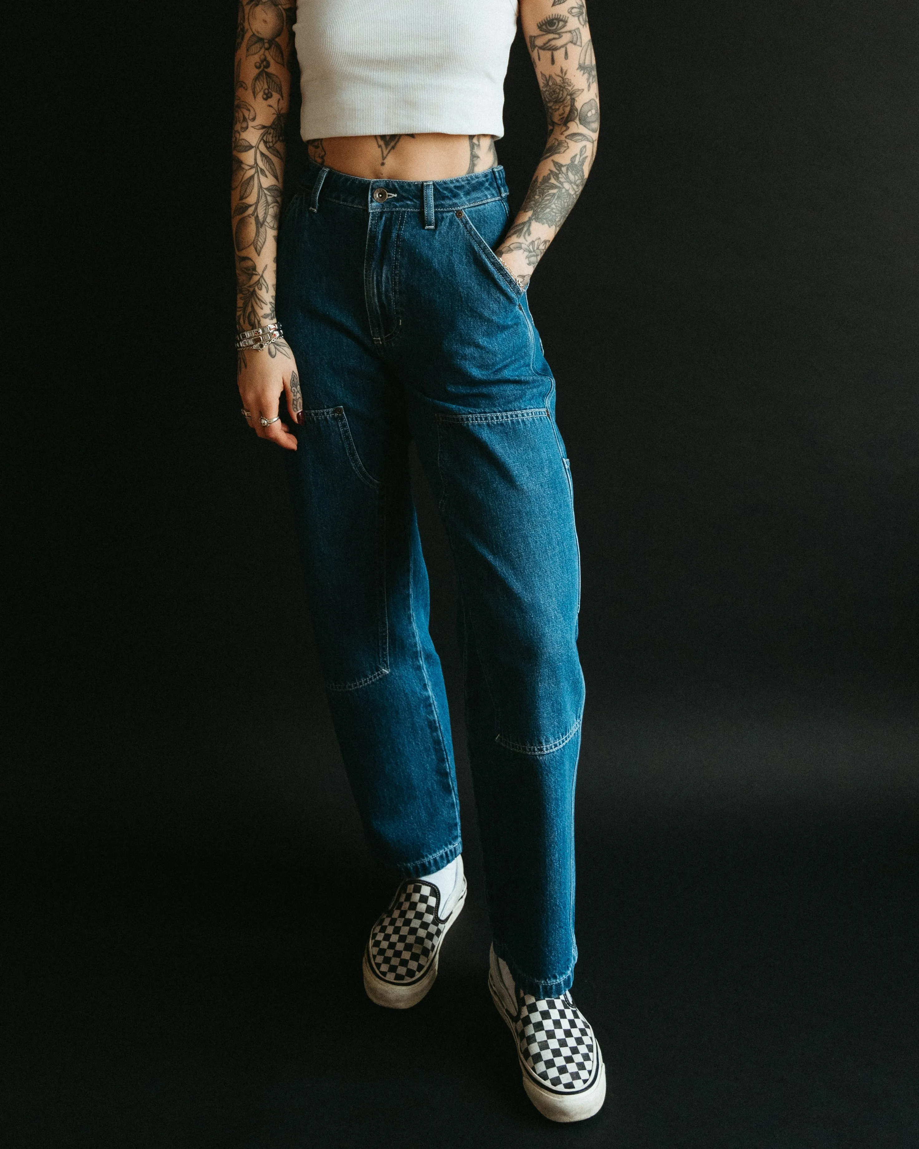 Albion Carpenter Pant - Washed Denim,Women Tops