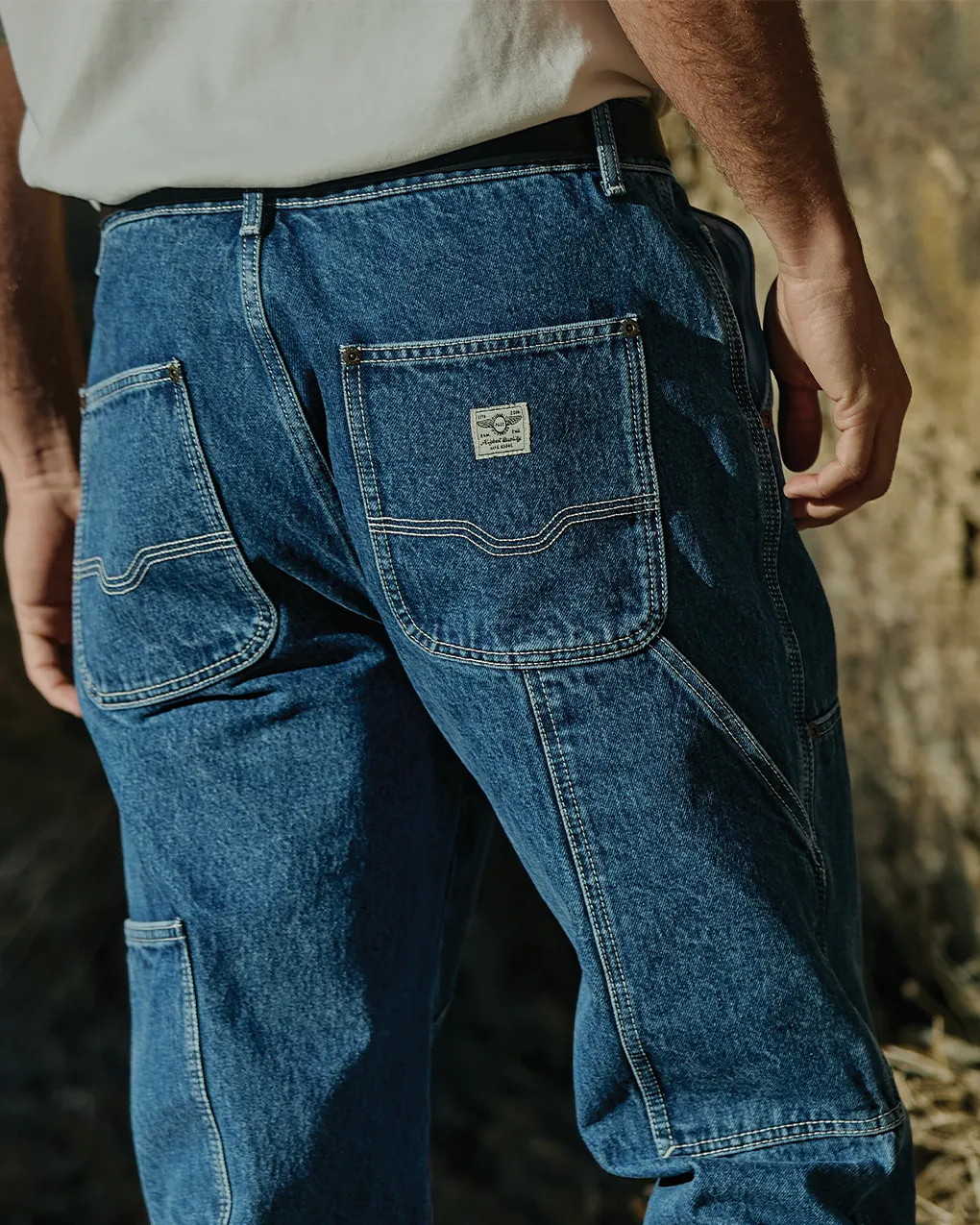 Albion Tapered Carpenter Pant - Washed Denim,Men Tops