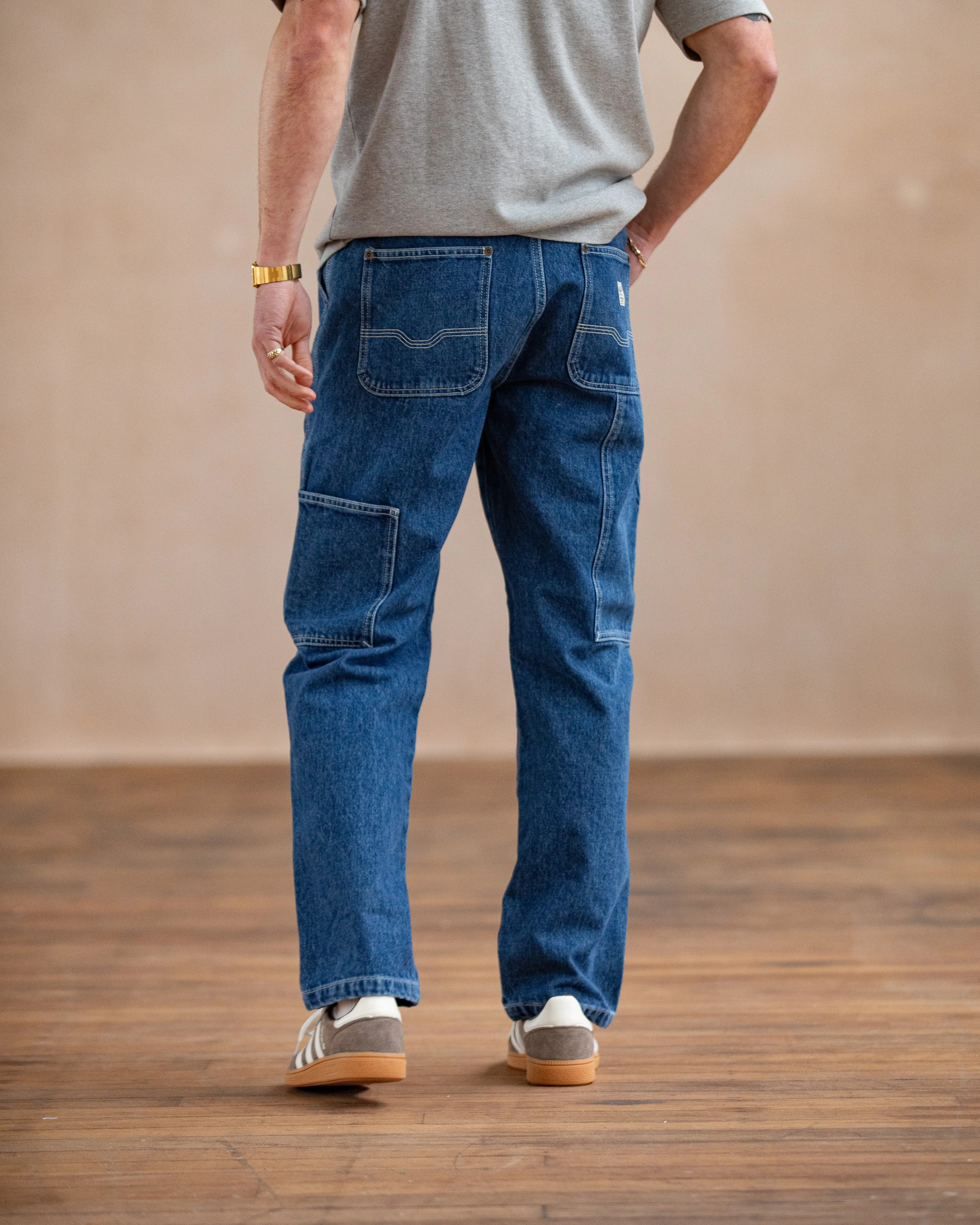 Albion Tapered Carpenter Pant - Washed Denim,Men Tops