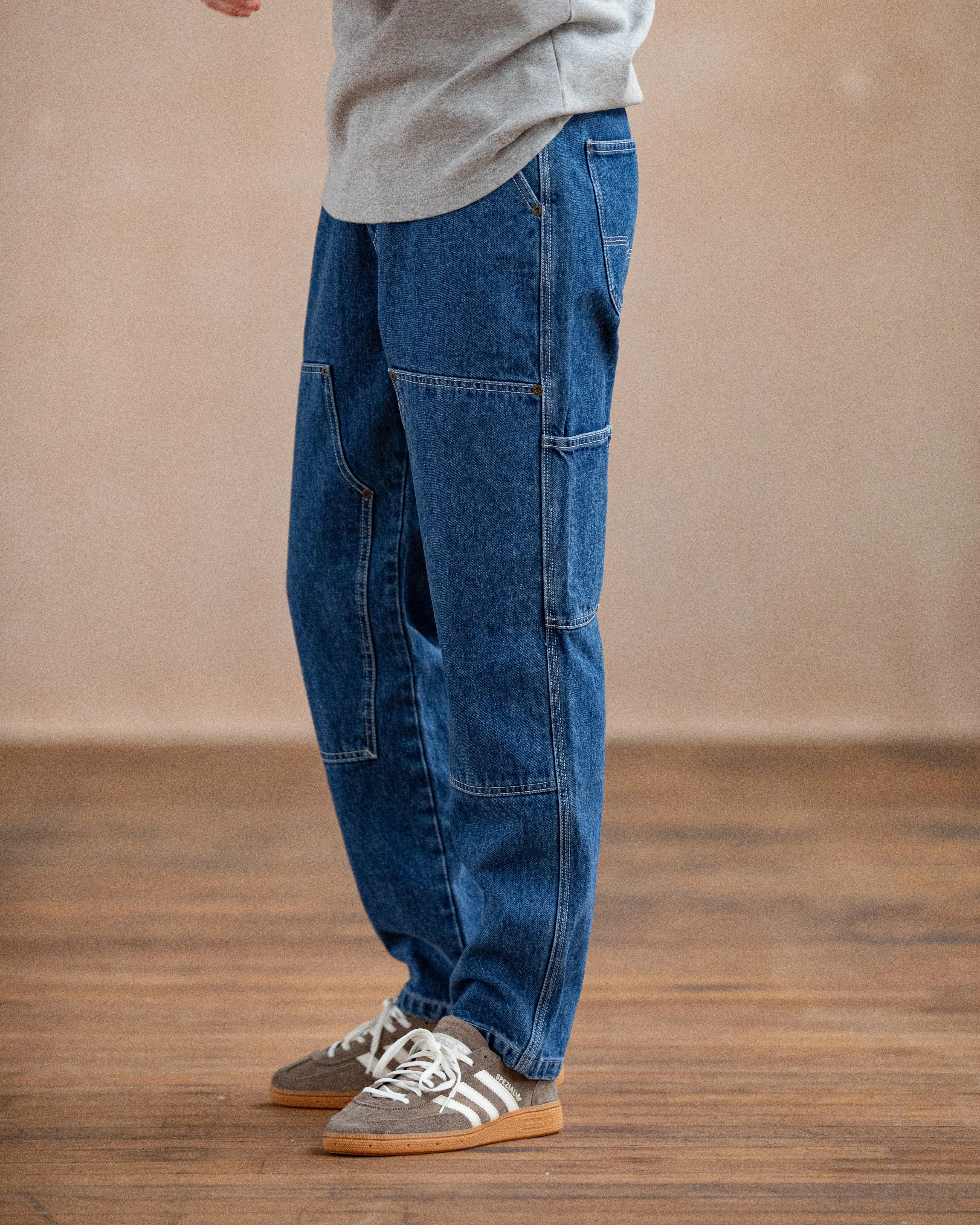 Albion Tapered Carpenter Pant - Washed Denim,Men Tops