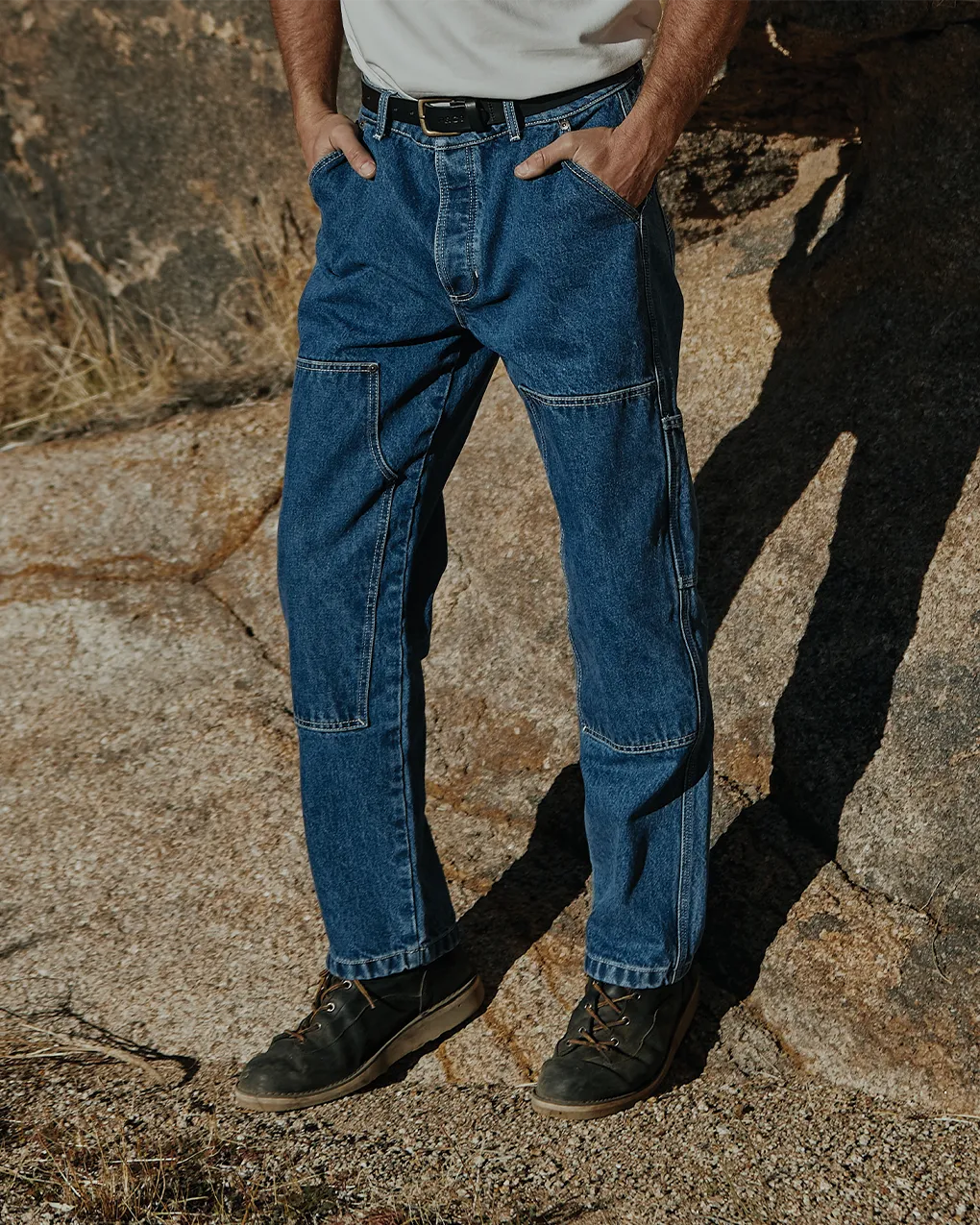 Albion Tapered Carpenter Pant - Washed Denim,Men Tops