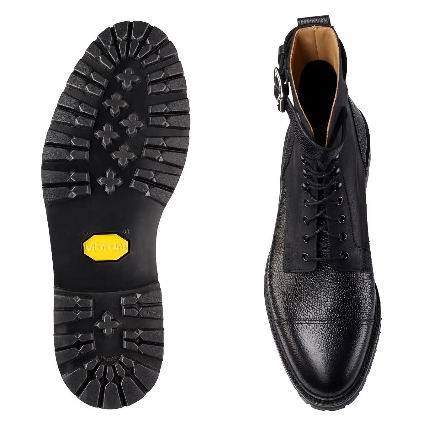 Aldershot Black Scotch Grain & Black Rough-Out Suede,Men Footwear