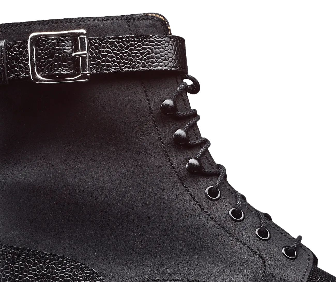 Aldershot Black Scotch Grain & Black Rough-Out Suede,Men Footwear