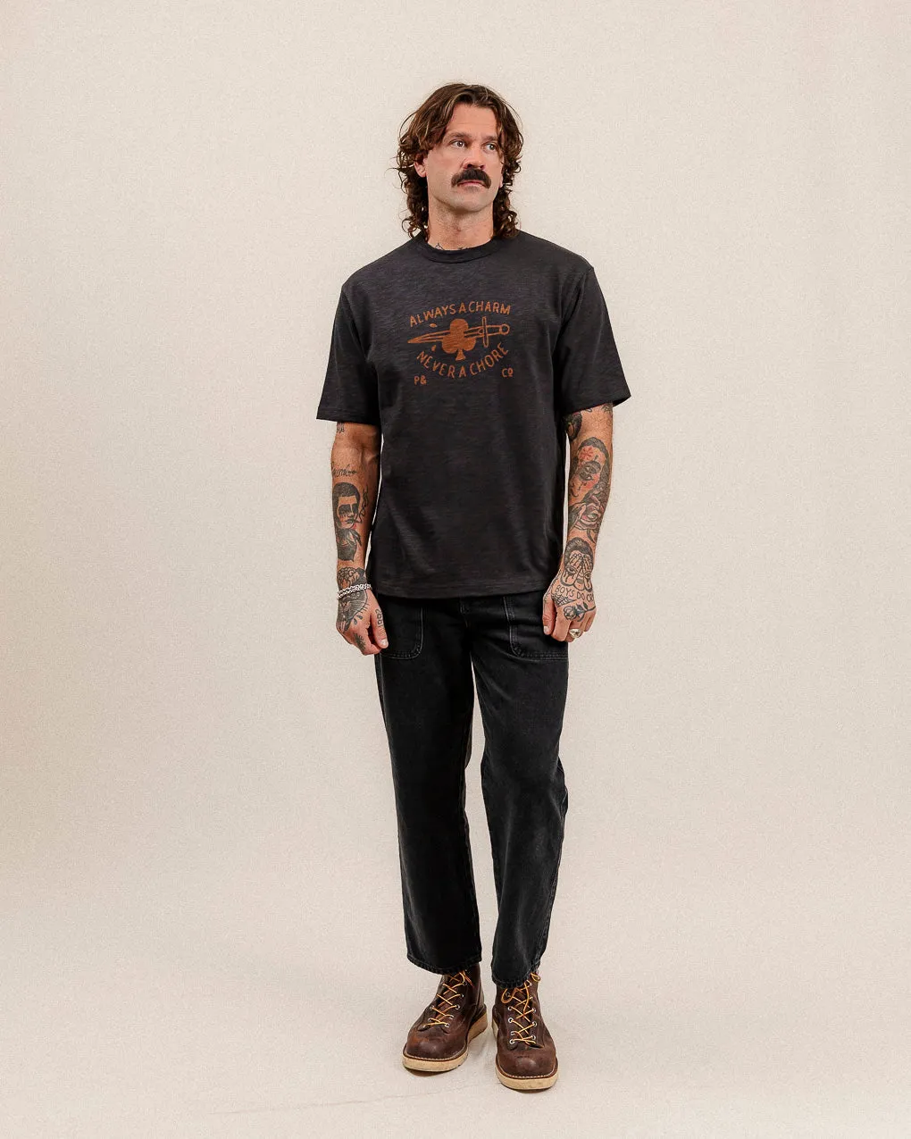 Always A Charm Slub T-Shirt?- Washed Black,Men Tops