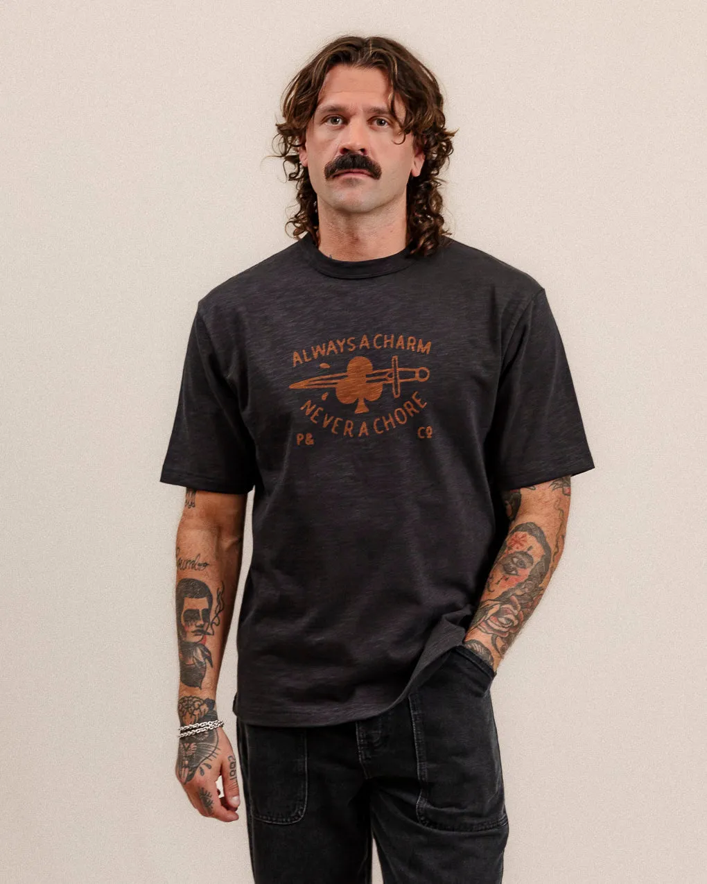 Always A Charm Slub T-Shirt?- Washed Black,Men Tops
