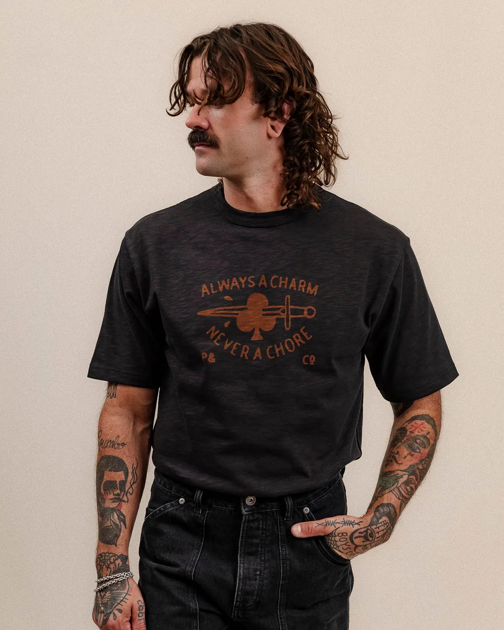 Always A Charm Slub T-Shirt?- Washed Black,Men Tops