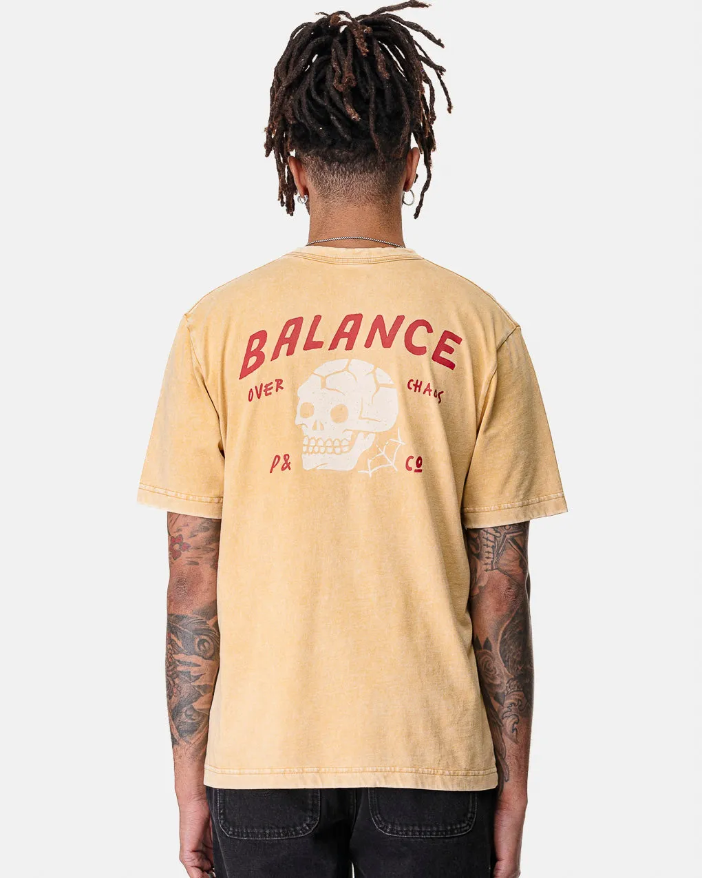 Balance Over Chaos T-Shirt - Vintage Yellow,Men Tops