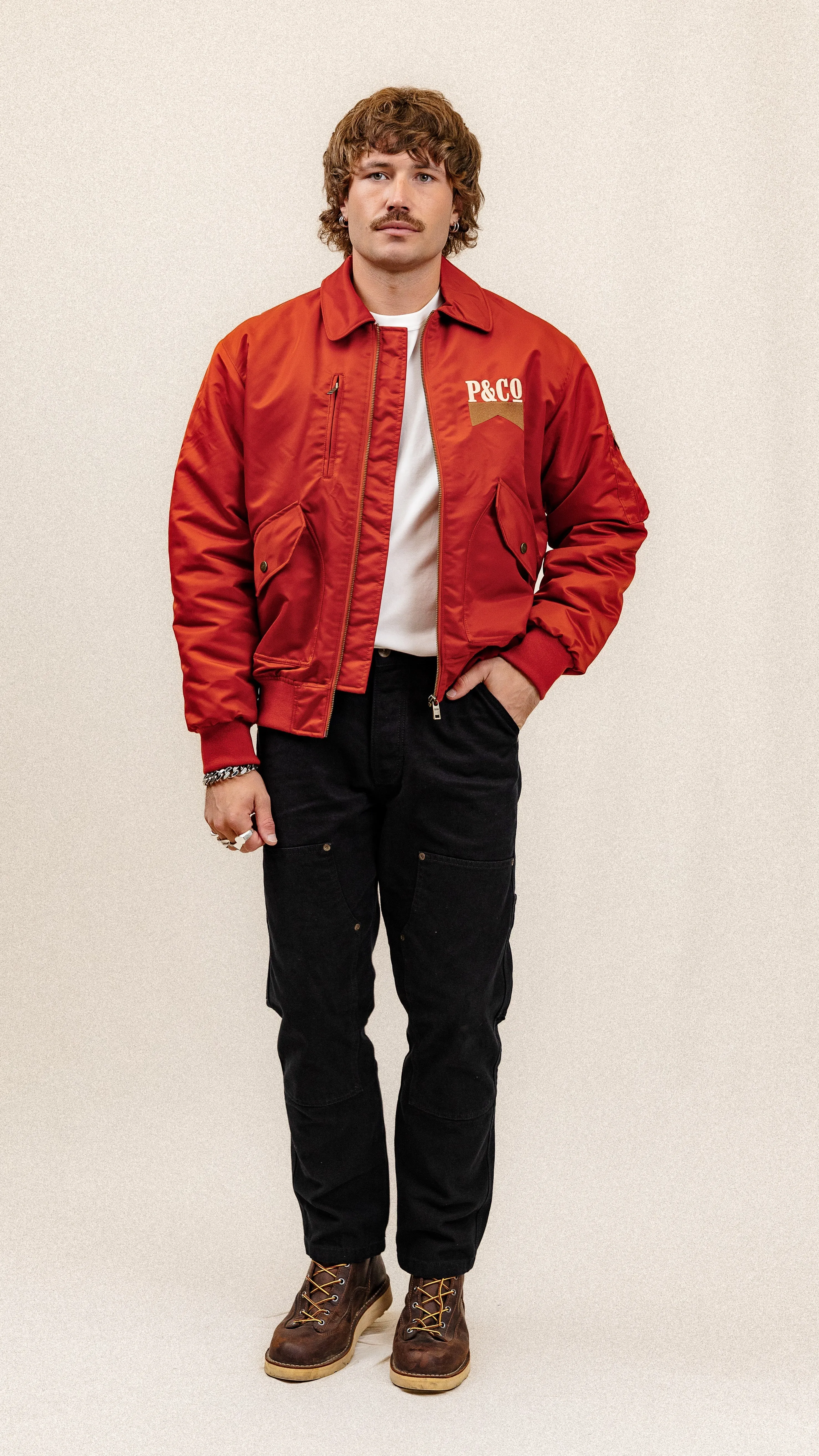 Bronco Bomber Jacket - Red,Men Tops