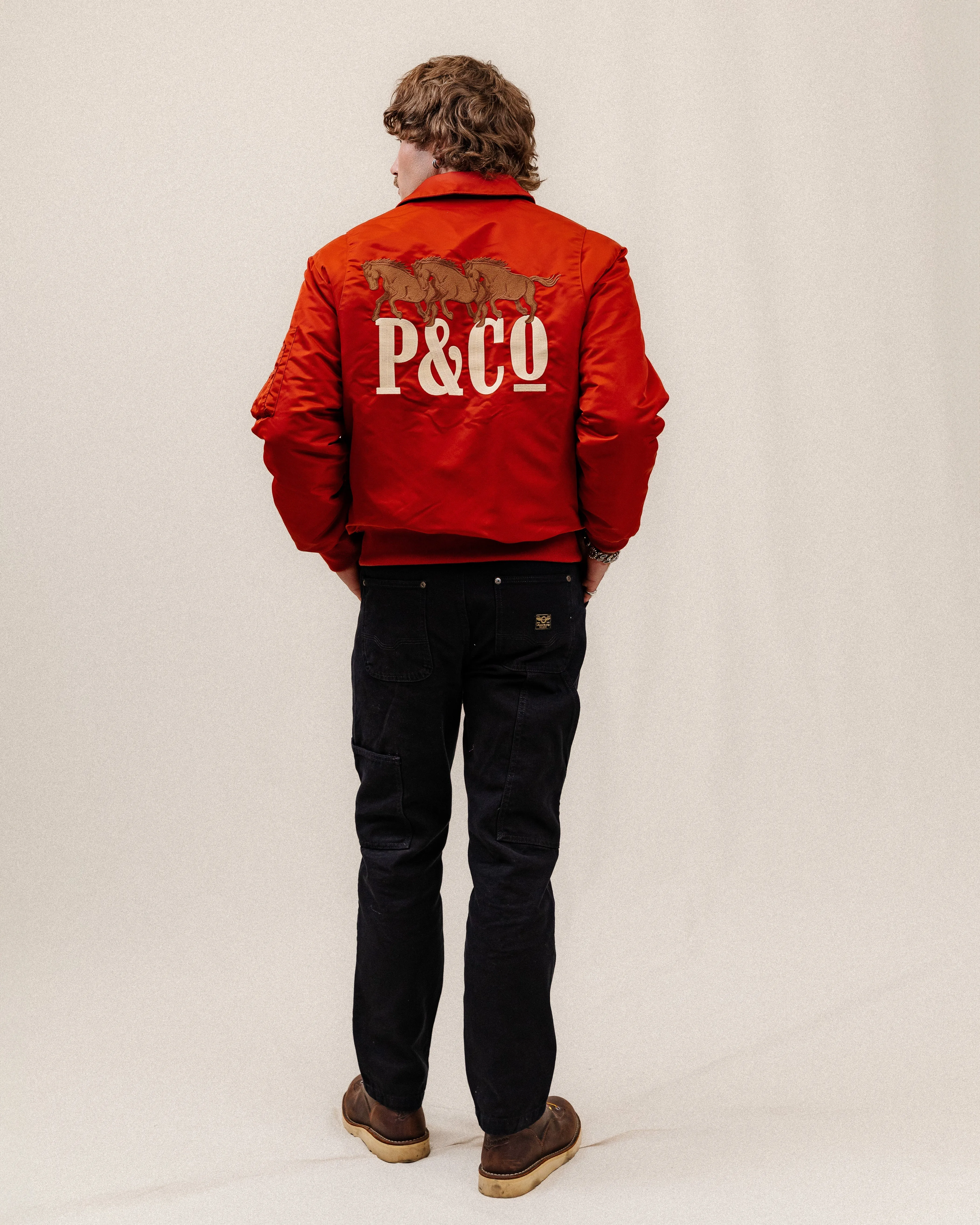 Bronco Bomber Jacket - Red,Men Tops
