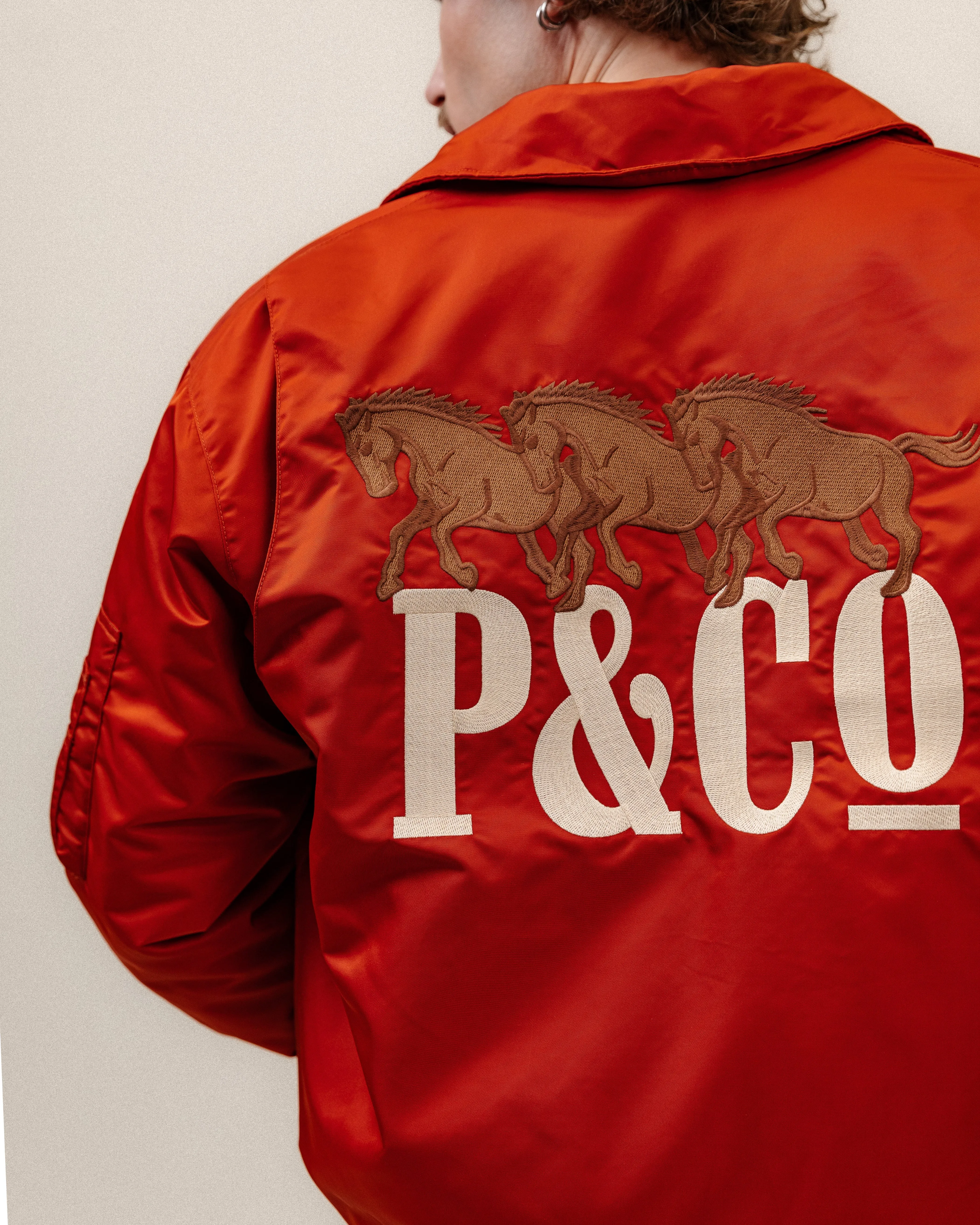 Bronco Bomber Jacket - Red,Men Tops