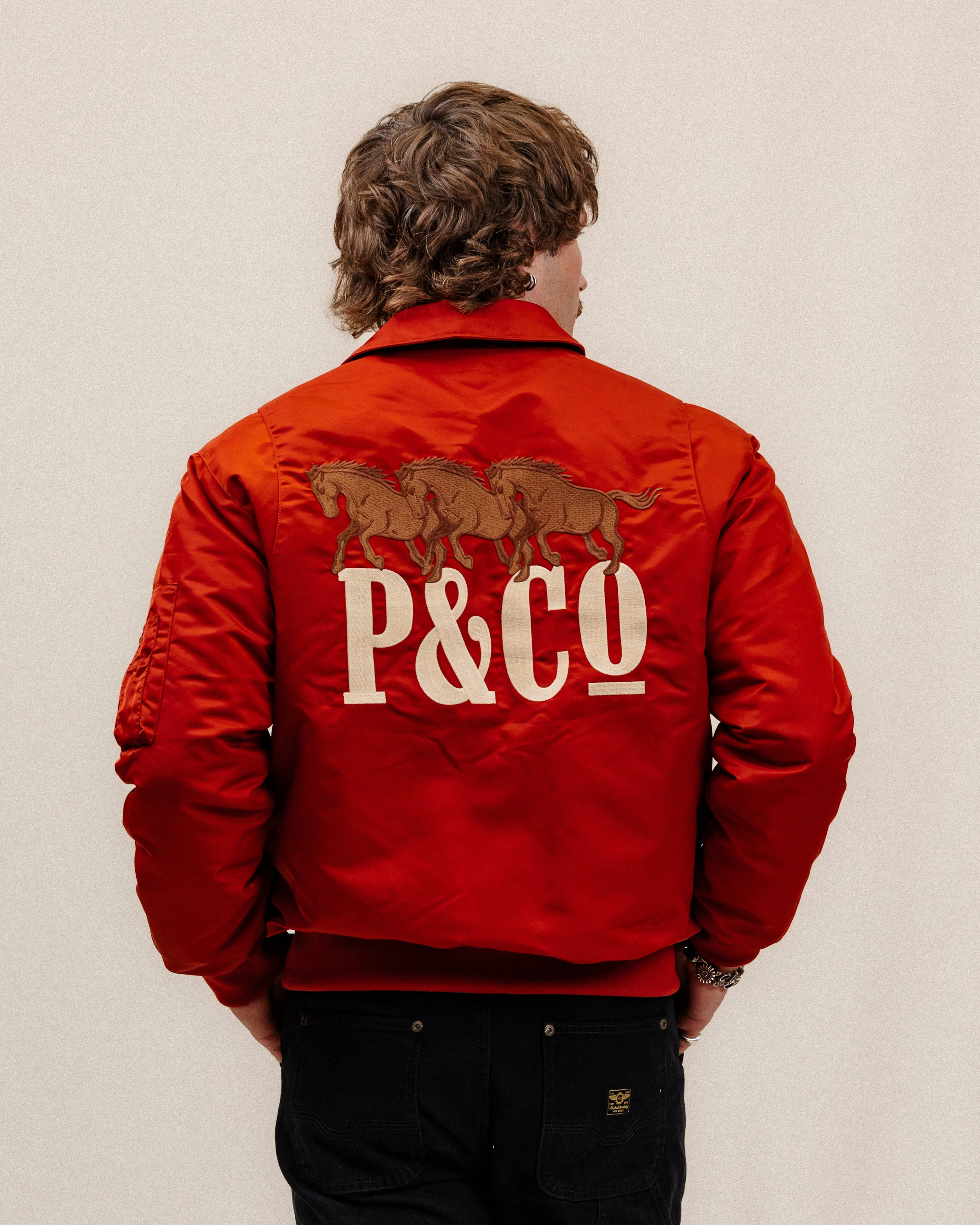 Bronco Bomber Jacket - Red,Men Tops