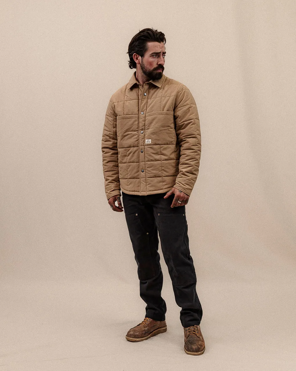 Bronson Quilted Overshirt - Sand,Men Tops