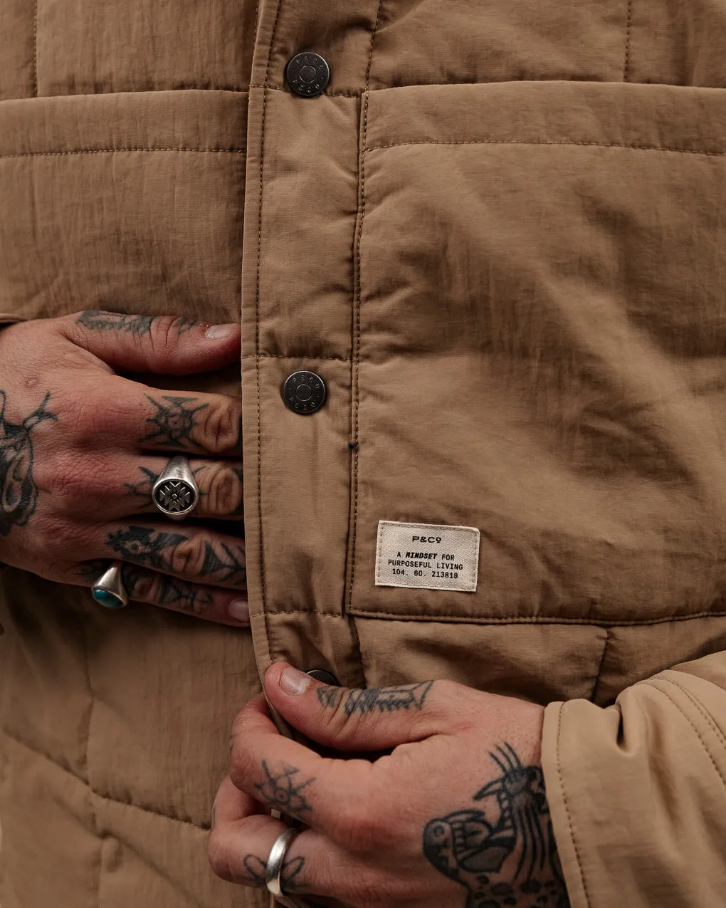 Bronson Quilted Overshirt - Sand,Men Tops