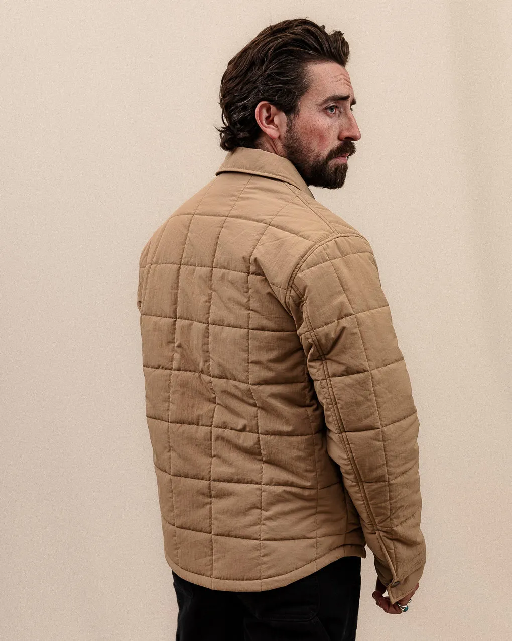 Bronson Quilted Overshirt - Sand,Men Tops