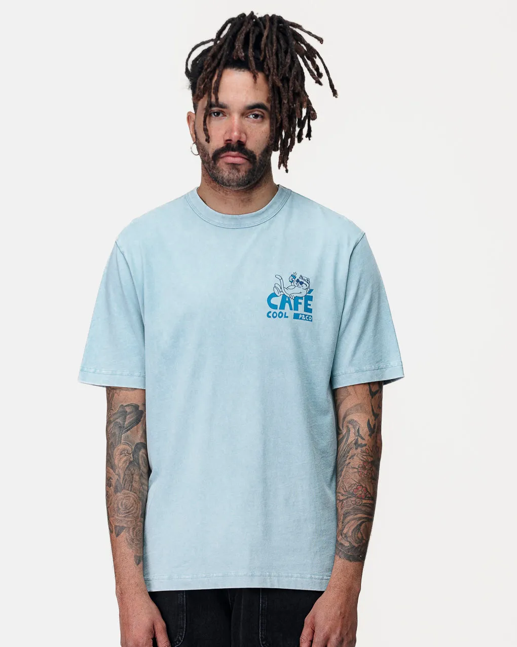 Caf?? Cool T-Shirt - Vintage Blue,Men Tops