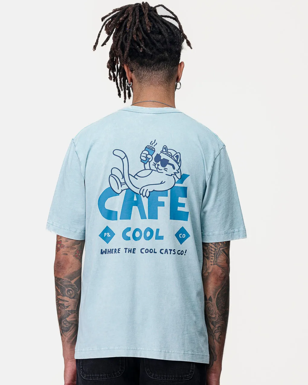 Caf?? Cool T-Shirt - Vintage Blue,Men Tops