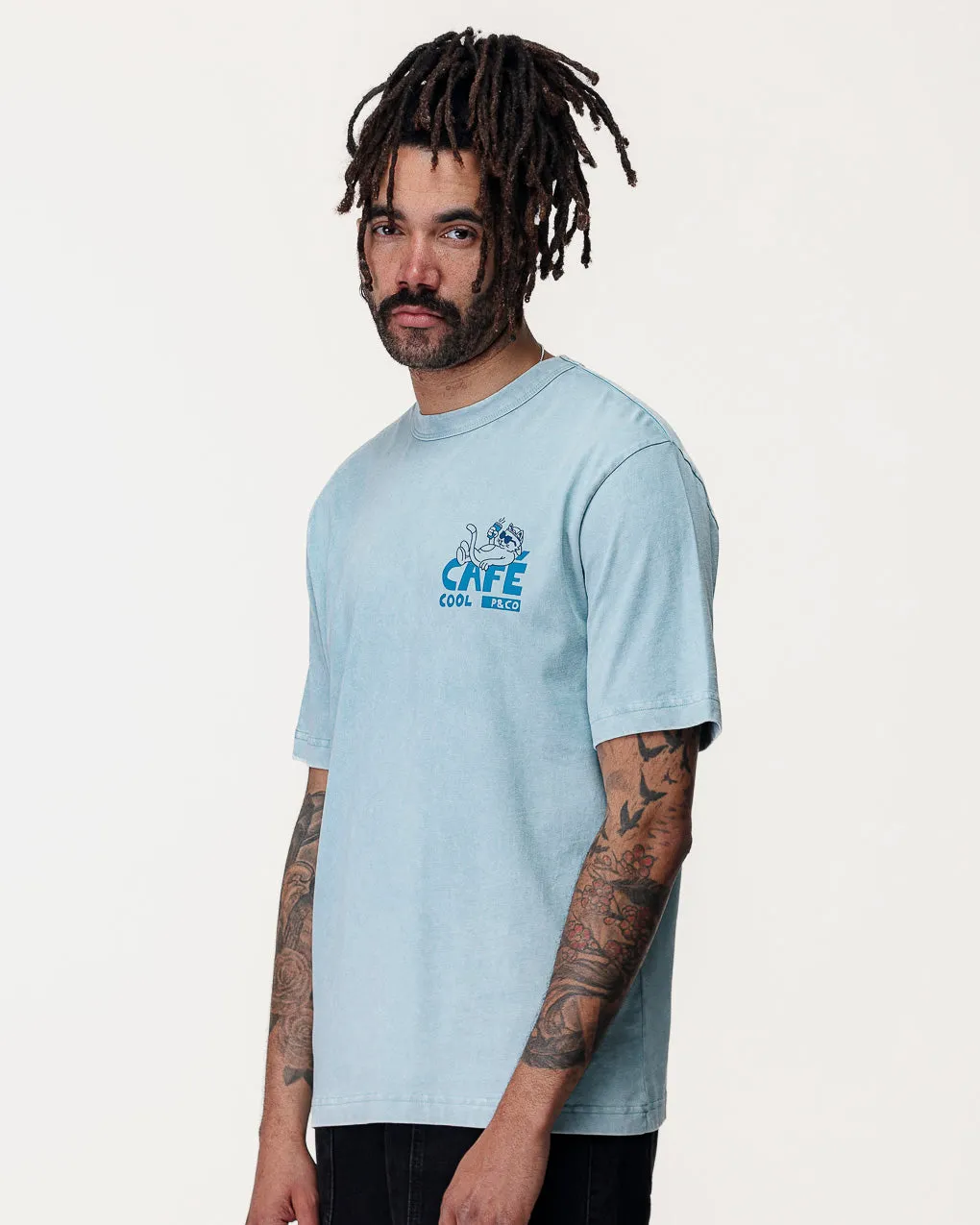 Caf?? Cool T-Shirt - Vintage Blue,Men Tops