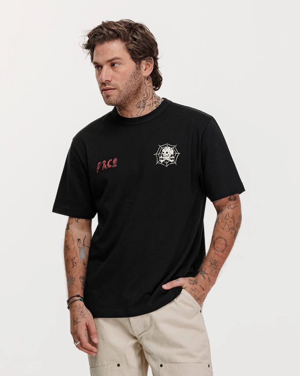 Chaos Web T-Shirt - Washed Black,Men Tops