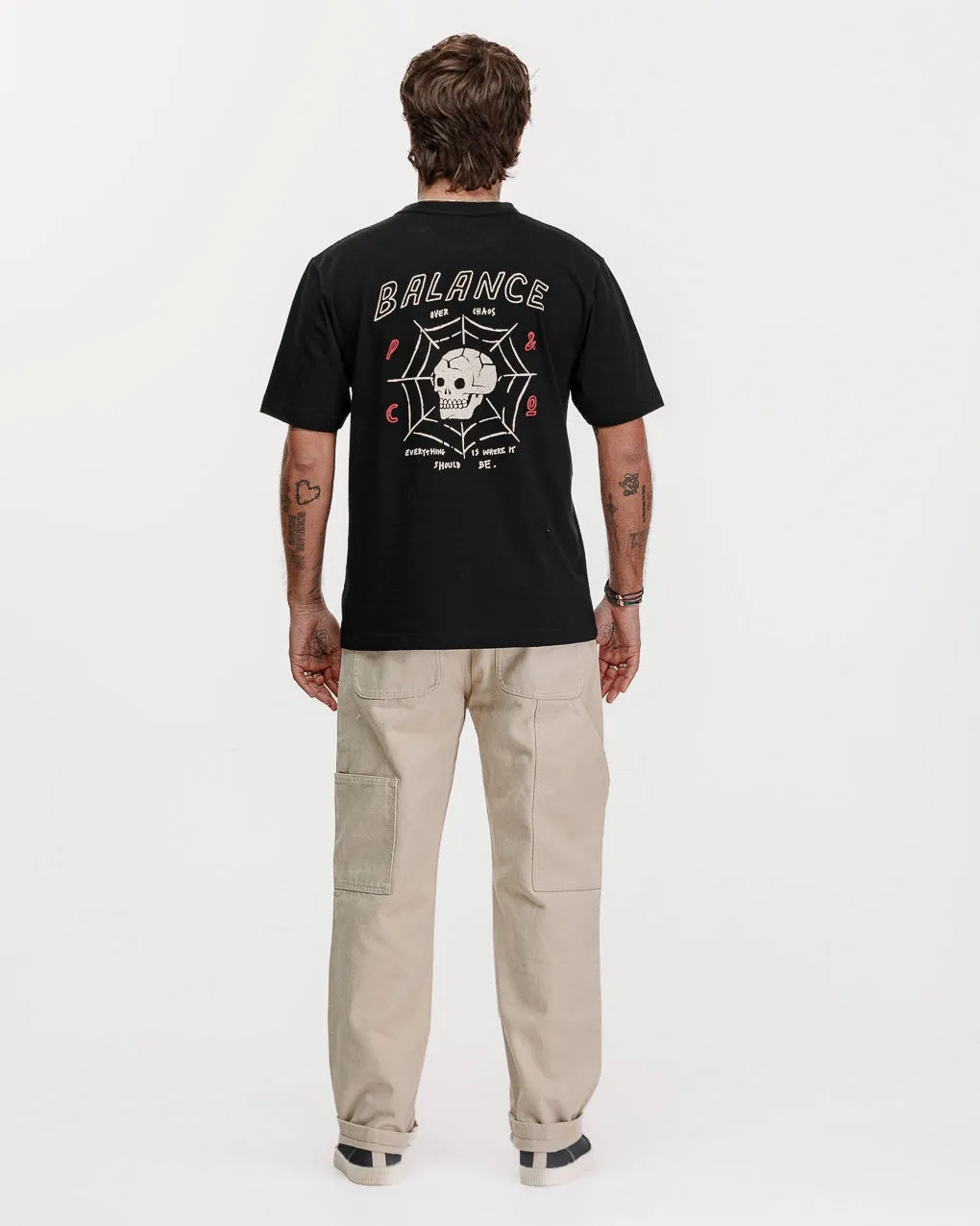 Chaos Web T-Shirt - Washed Black,Men Tops