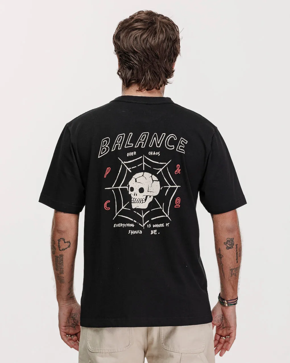 Chaos Web T-Shirt - Washed Black,Men Tops
