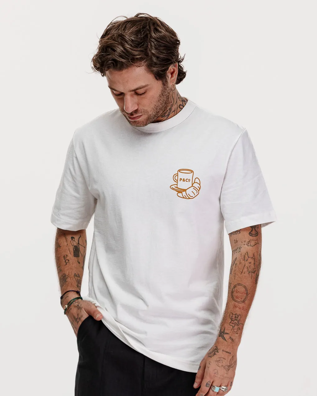 Coffee & Croissants T-Shirt - Off White,Men Tops