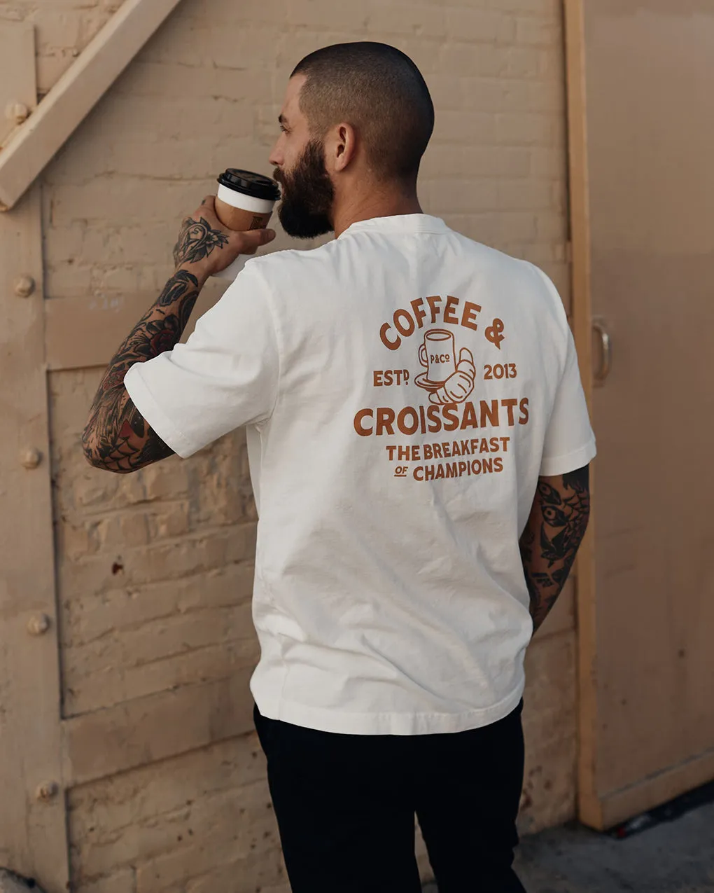 Coffee & Croissants T-Shirt - Off White,Men Tops