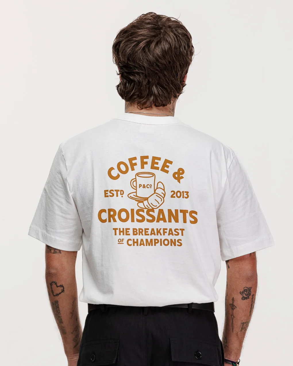 Coffee & Croissants T-Shirt - Off White,Men Tops