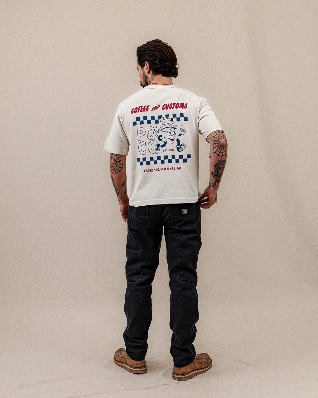 Coffee & Customs Boxy T-Shirt - Bone,Men Tops