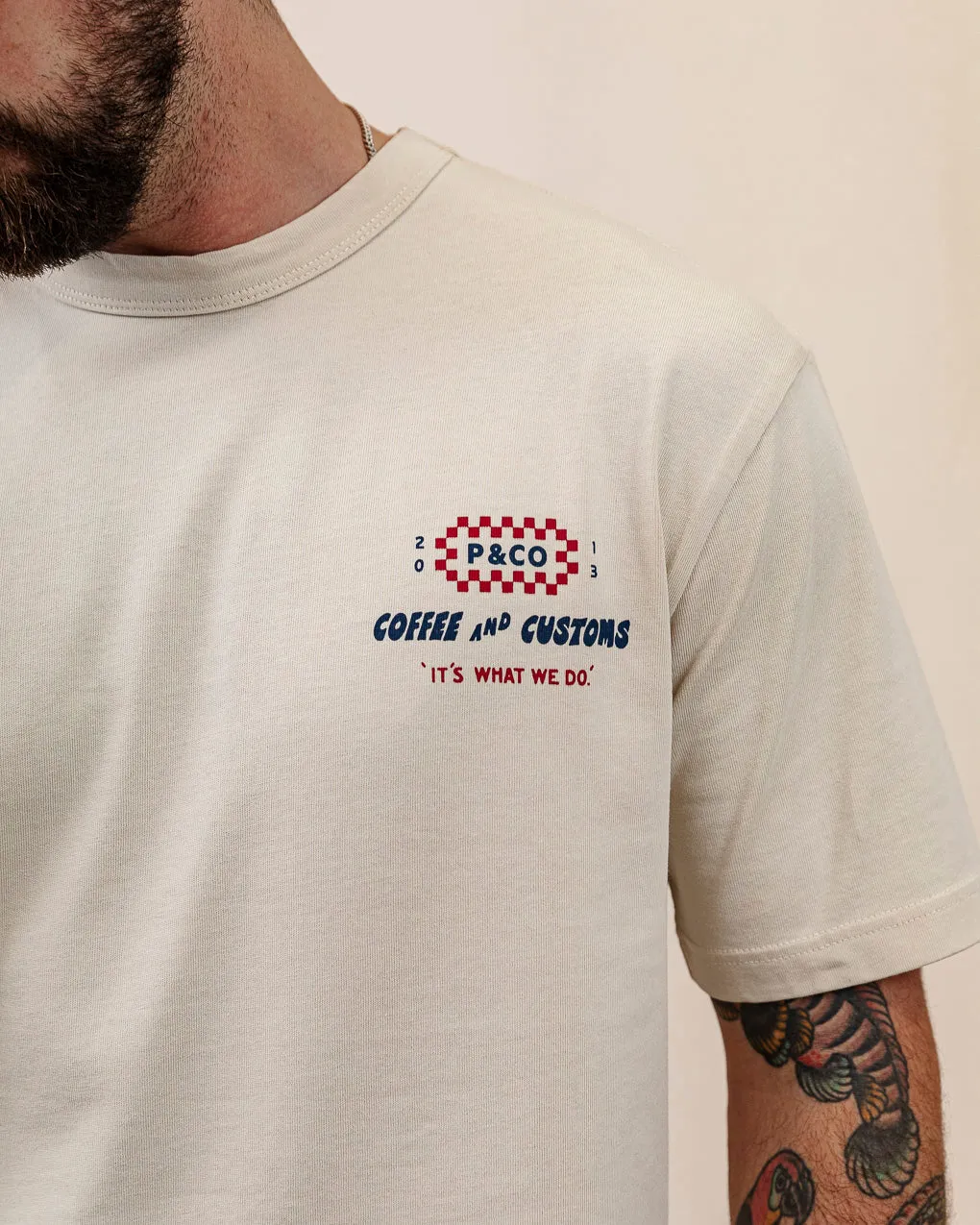 Coffee & Customs Boxy T-Shirt - Bone,Men Tops