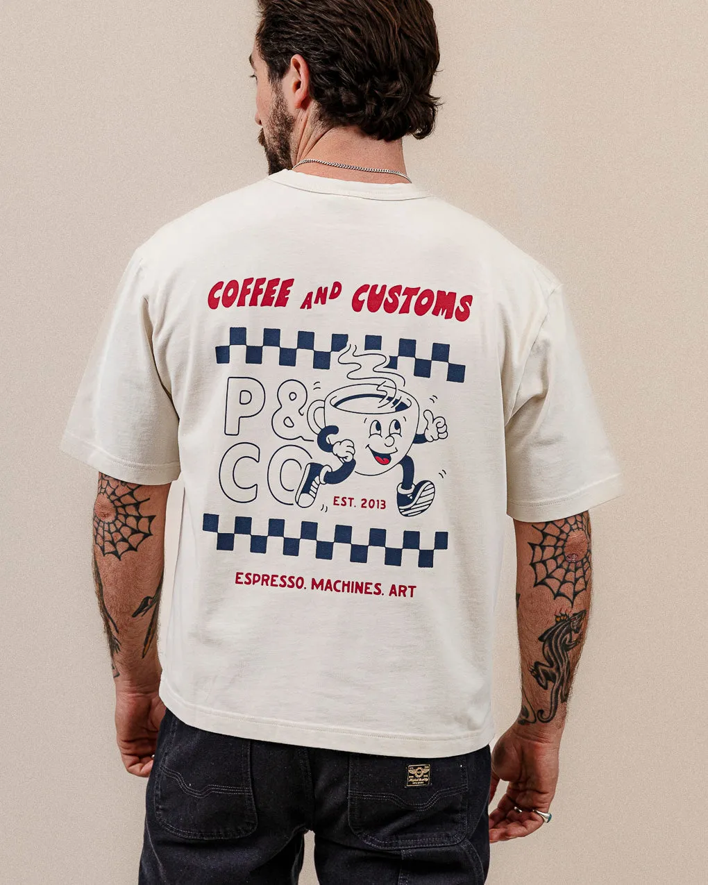 Coffee & Customs Boxy T-Shirt - Bone,Men Tops
