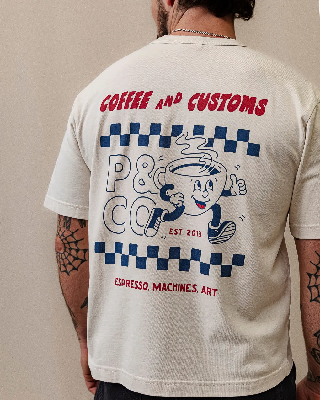 Coffee & Customs Boxy T-Shirt - Bone,Men Tops