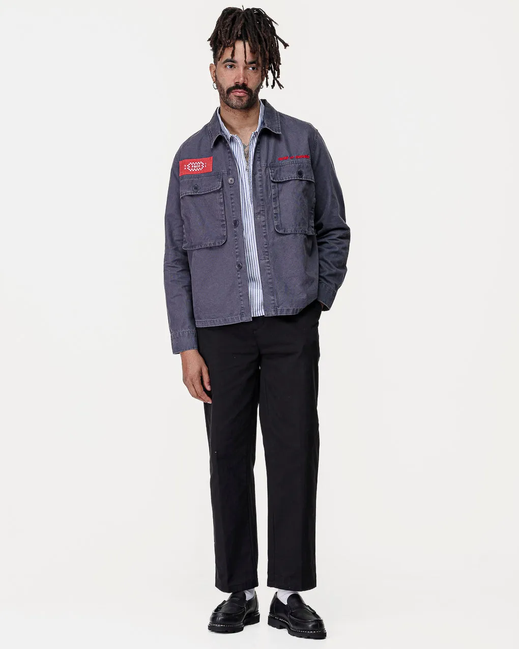 Coffee & Customs Uniform Overshirt - Washed Navy,Men Tops