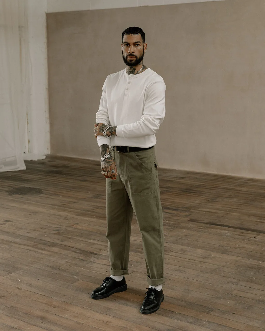 Crafted Heavyweight Henley - Off White,Men Tops