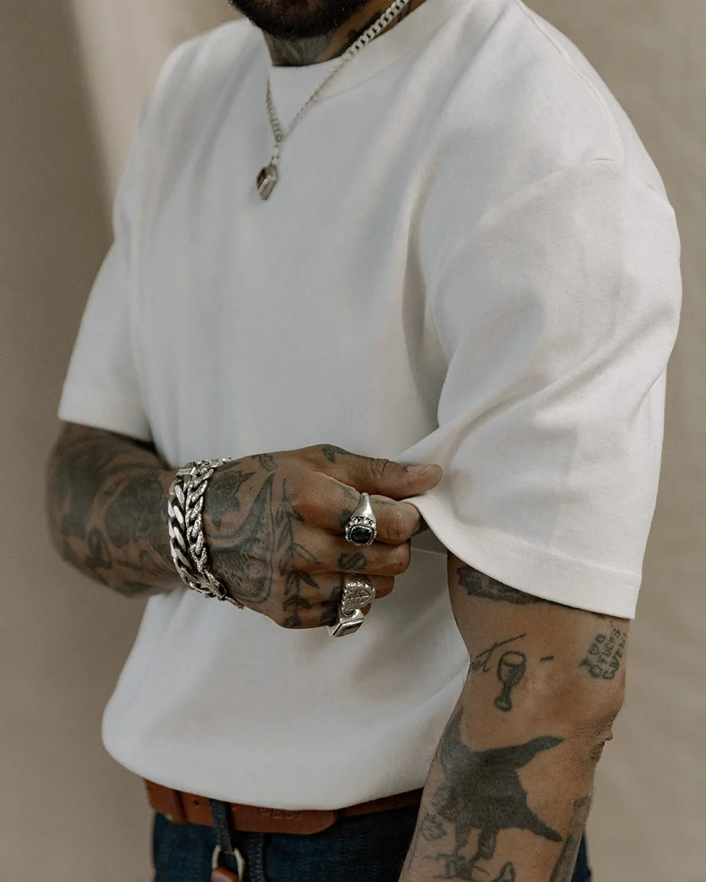 Crafted Heavyweight T-Shirt - Off White,Men Tops