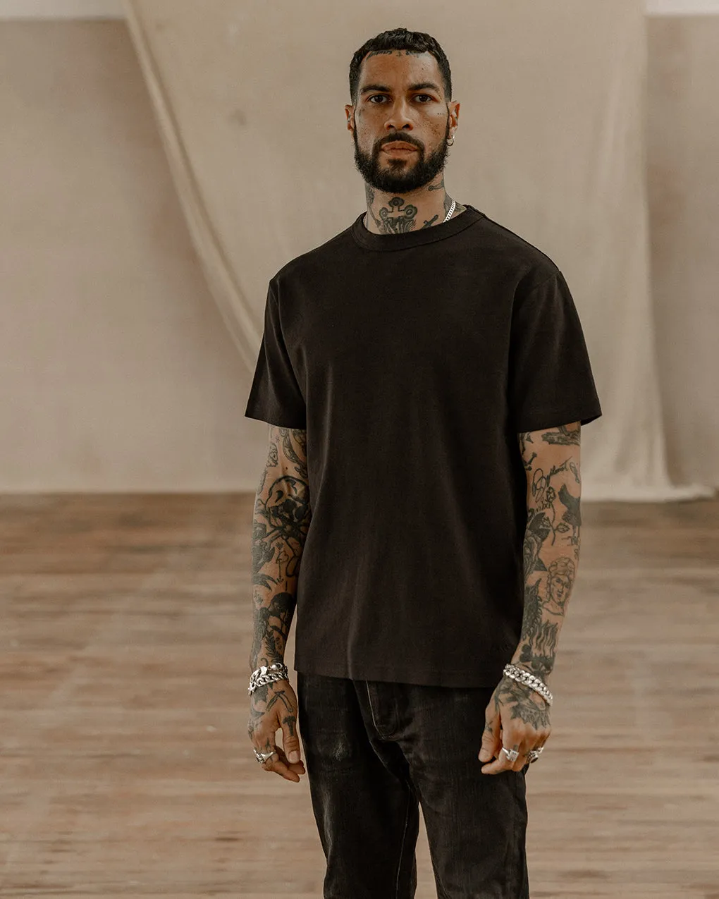 Crafted Heavyweight T-Shirt - Washed Black,Men Tops