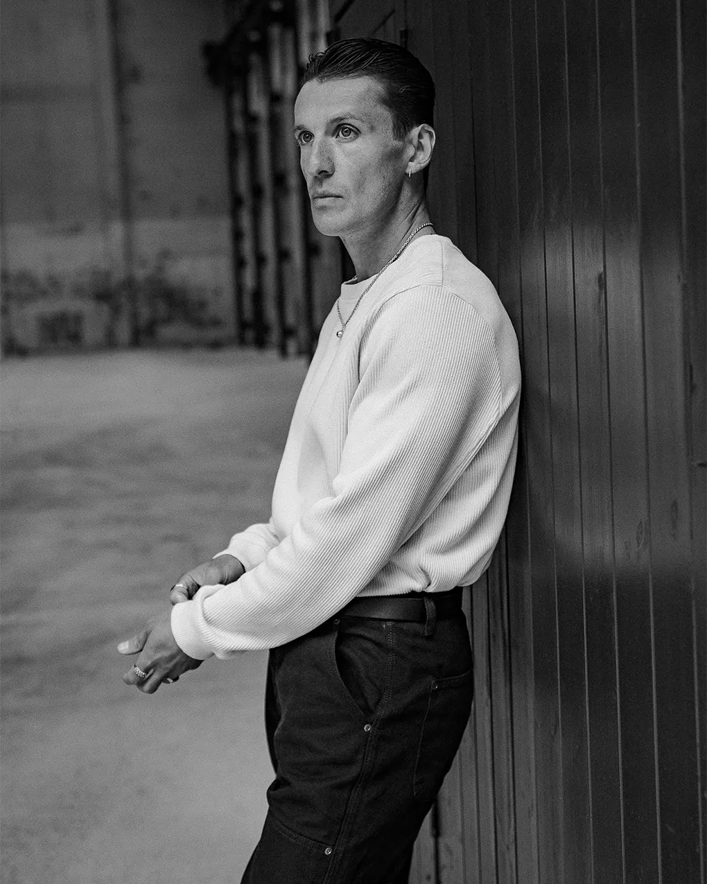 Crafted Ribbed Longsleeve - Ecru,Men Tops