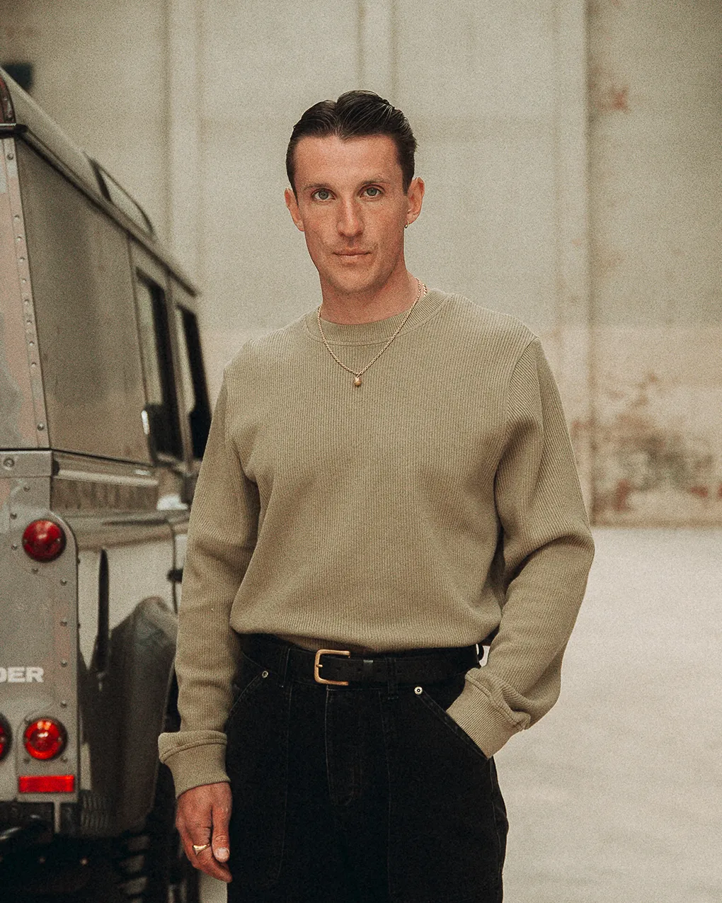 Crafted Ribbed Longsleeve - Olive,Men Tops