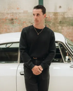Crafted Ribbed Longsleeve - Washed Black,Men Tops