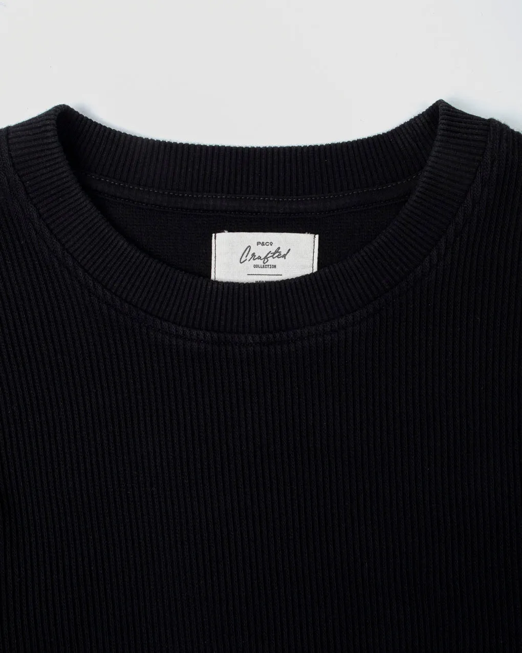Crafted Ribbed Longsleeve - Washed Black,Men Tops