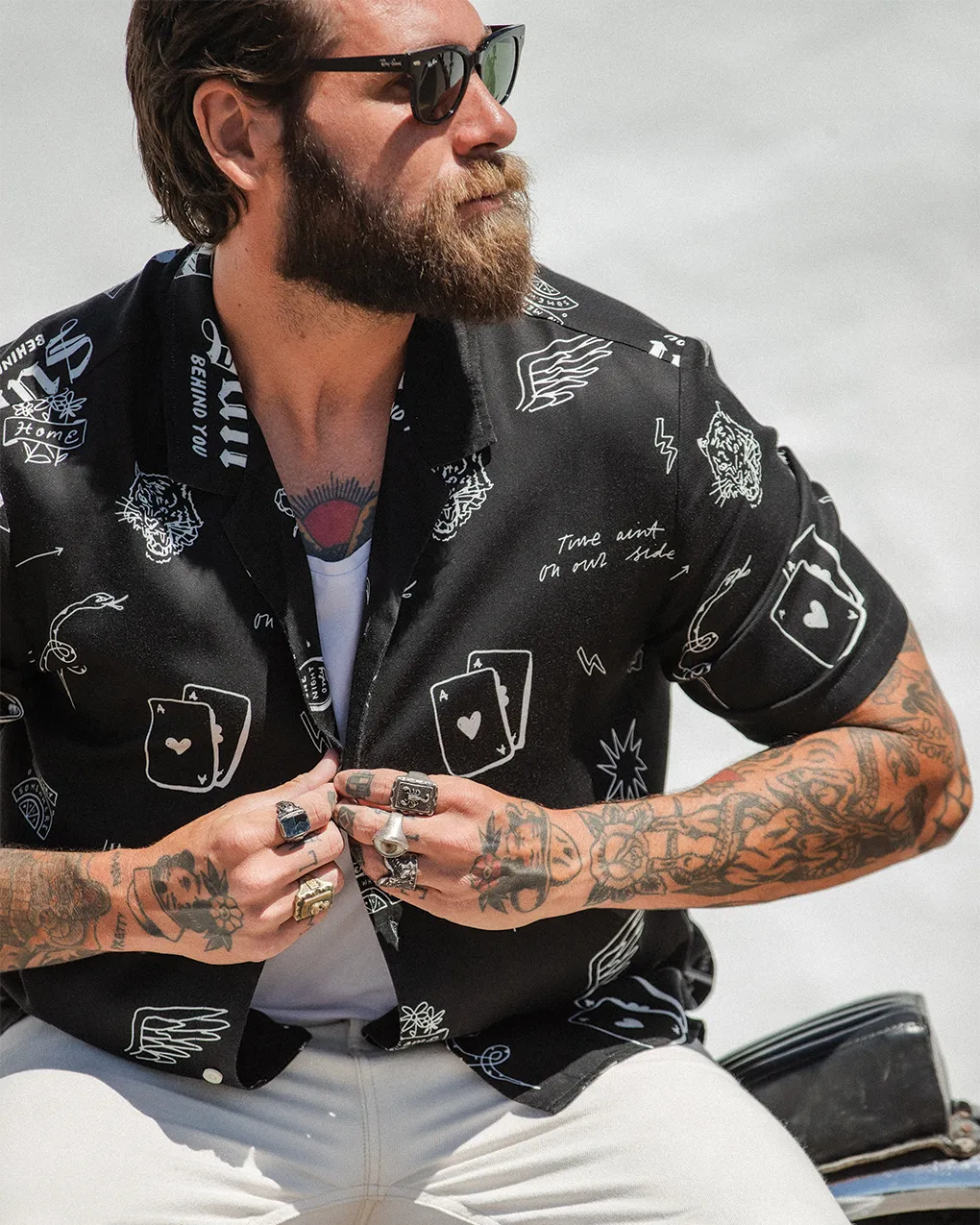 Desert Trip Bowling Shirt,Men Tops