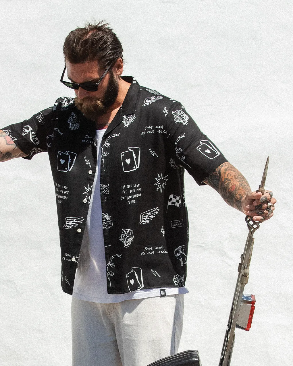 Desert Trip Bowling Shirt,Men Tops