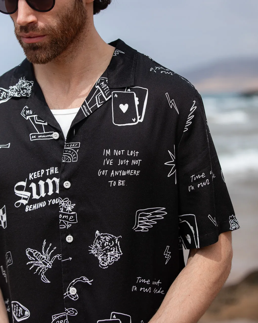 Desert Trip Bowling Shirt,Men Tops