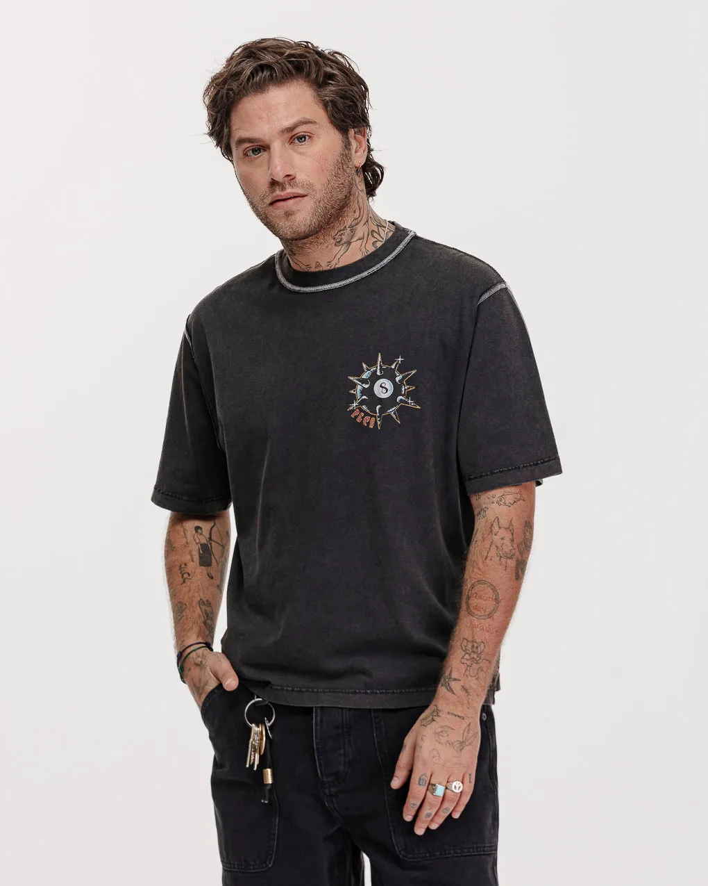 Don't Count On It Boxy T-shirt - Acid Wash,Men Tops