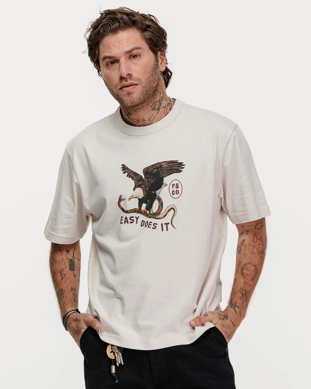 Easy Does It Boxy T-Shirt - Bone,Men Tops