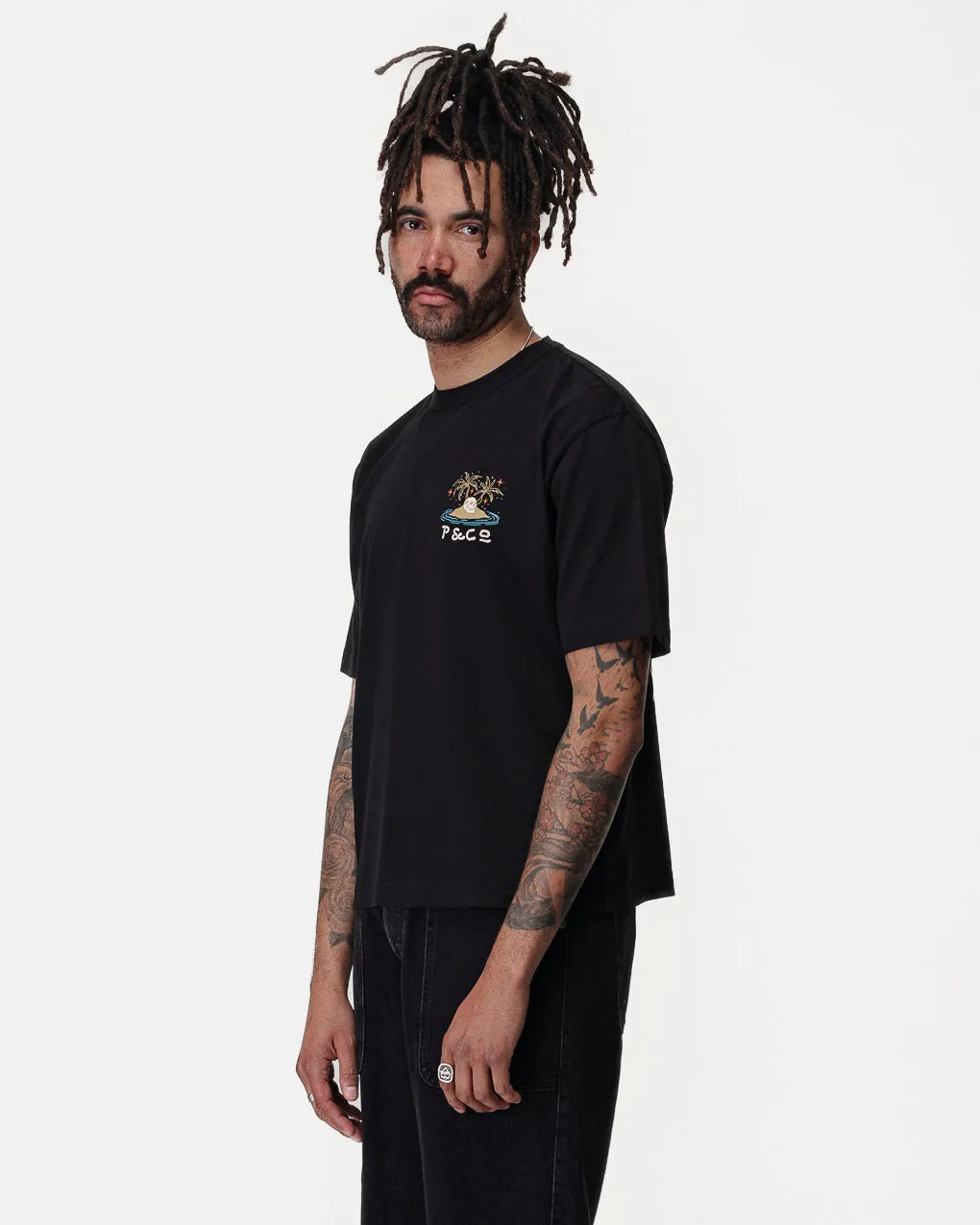 Feelin' Waved Boxy T-Shirt - Washed Black,Men Tops