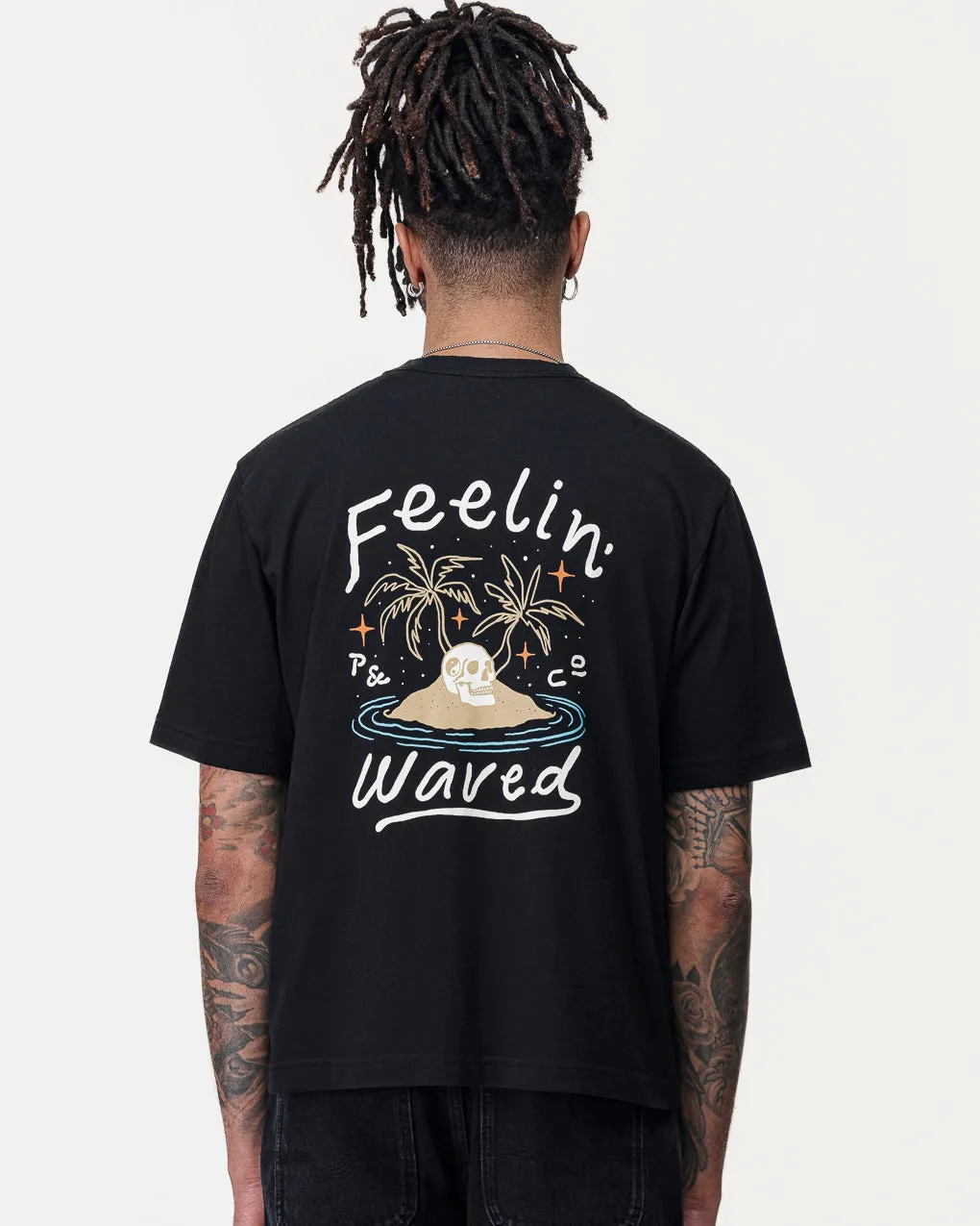 Feelin' Waved Boxy T-Shirt - Washed Black,Men Tops