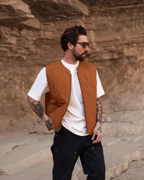 Fern Quilted Reversible Liner Vest - Rust,Men Tops